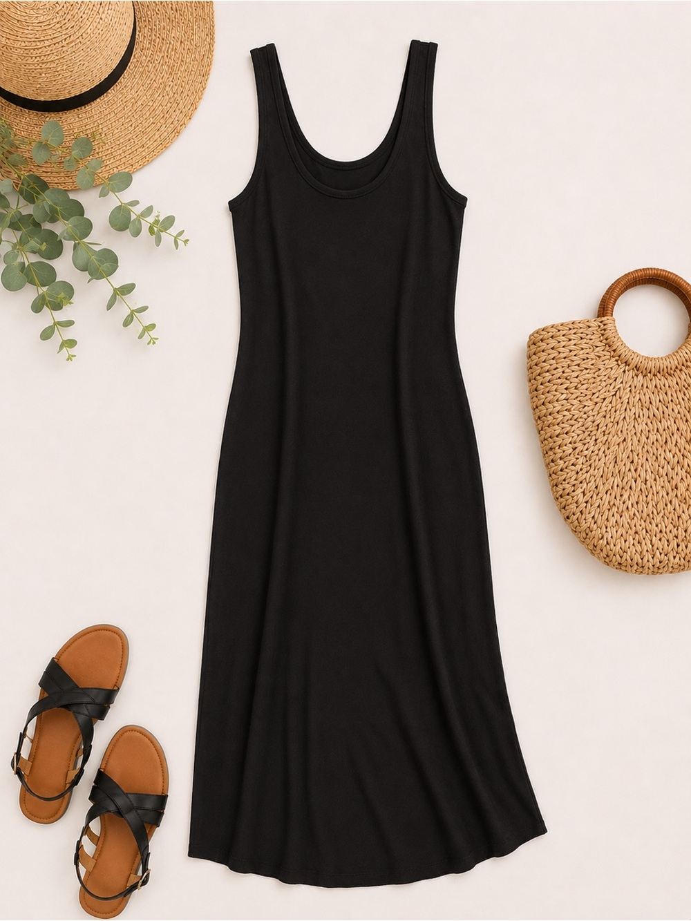 Ann Taylor Black Sleeveless Maxi Dress with Side Slit – Size 4